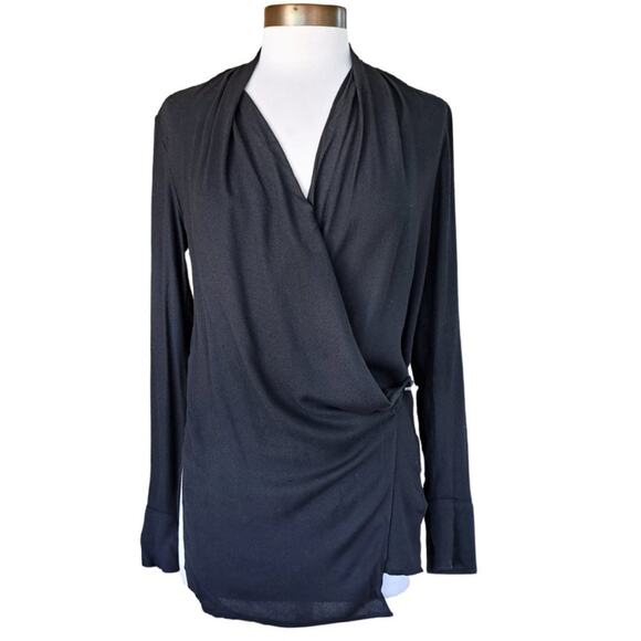 Helmut LangMorse Long-Sleeve Draped Top in Black - Picture 1 of 15